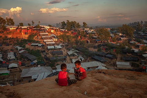 Two Rohingya children playing at the refugee camp in Cox's Bazar. Photo: Waadaa File