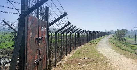 A path on the border between Bangladesh and India in Sylhet.