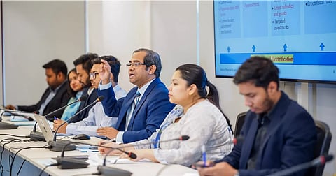 Speakers at the "Fiscal Discrimination between Fossil Fuel and Renewable Energy: Alternate Solutions to Address the Energy Crisis" in CPD's Dhanmondi office on June 7.