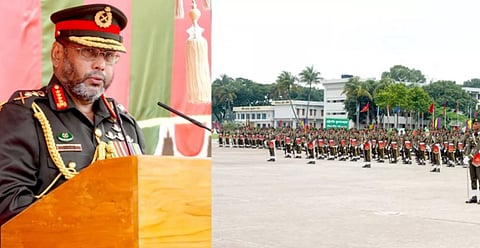 Chief of Army Staff General Waker-Uz-Zaman addresses newly-commissioned officers during the President’s Parade of the 90th Long Course at the Bangladesh Military Academy (BMA) in Bhatiari, Chattogram, on 18 June, 2026.