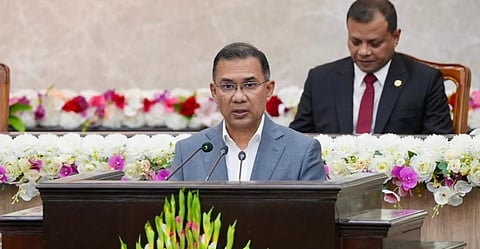 Prime Minister Tarique Rahman speaking at a programme marking the 40th founding anniversary of the SSF at Shapla Hall of the Prime Minister’s Office in Tejgaon on 18 June, 2026.
