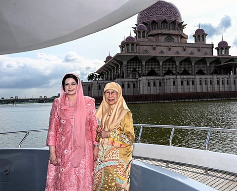 Dr Zubaida Rahman tours the Putrajaya Lake on a cruise on Monday alongside Malaysian Prime Minister Datuk Seri's wife Dr Wan Azizah Wan Ismail.