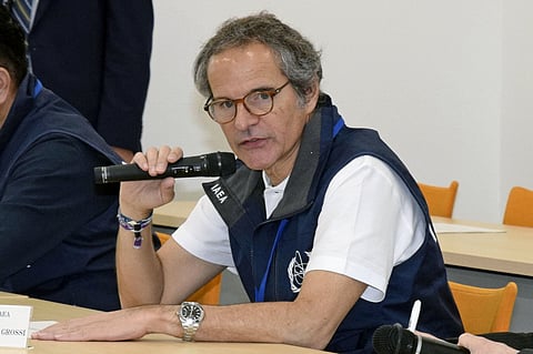 International Atomic Energy Agency Director General Rafael Grossi speaks during a meeting with Tokyo Electric Power Company Holdings officials at Fukushima Daiichi nuclear power plant in Okuma, Fukushima pferfecture, Japan Wednesday, 24 June 2026. 