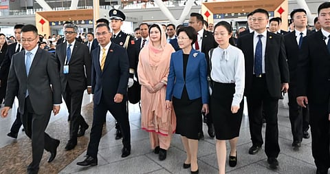 Prime Minister Tarique Rahman, accompanied by Dr Zubaida Rahman, arrive in Beijing from Dalian on Wednesday