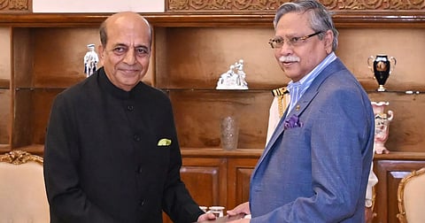 President Mohammad Shahabuddin receives credentials of newly-appointed Indian High Commissioner to Bangladesh Dinesh Trivedi on Thursday at Bangabhaban.