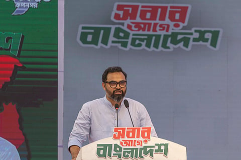 A file photo of State Minister for Youth and Sports Md Aminul Haque during an election campaign at Balur Math, Mirpur, Dhaka.