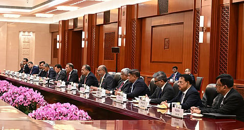 Prime Minister Tarique Rahman at a meeting on Friday (26 June 2026) at the Great Hall of the People in Beijing.