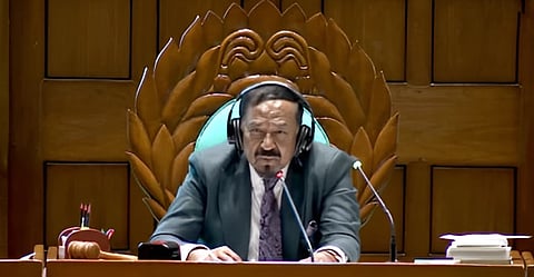 Speaker Hafiz Uddin Ahmad conducts a parliamentary session.