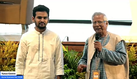 Nobel laureate Muhammad Yunus speaks during the last day of the 16th Social Business Day