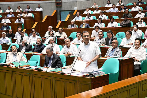 Prime Minister Tarique Rahman addresses Parliament during the general discussion on the proposed FY 2026–27 budget on June 29, 2026.