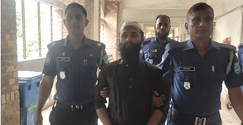 Police escort convict Nurnabi to the Tangail Women and Children Repression Prevention Tribunal on Tuesday, where he was sentenced to death for the abduction and murder of five-year-old Raihanul Islam Araf.
