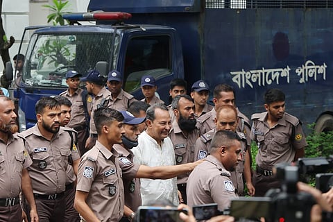 Jatiya Samajtantrik Dal (JSD) leader Hasanul Haque Inu was brought to the International Crimes Tribunal (ICT) before the verdict
