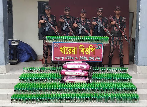 BGB personnel with the seized goods