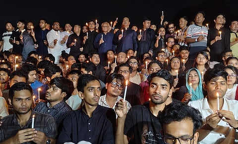 JCD holds a candlelight vigil at the Central Shaheed Minar on July 1, 2026