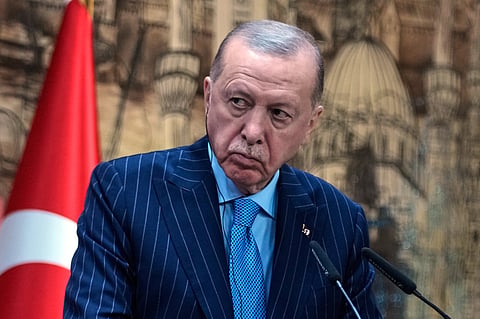 Turkey's President Recep Tayyip Erdogan listens as Somalia's President Hassan Sheikh Mohamud speaks during a joint news conference in Istanbul, Turkey, on 30 Dec 2025.