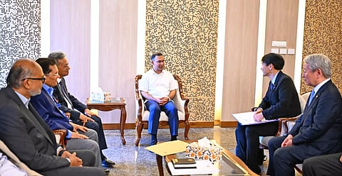 A Japanese delegation, led by Japan's Parliamentary Vice-Minister for Foreign Affairs Shimada Tomaki, meets Prime Minister Tarique Rahman at the Prime Minister's Office in the Secretariat on July 1, 2026