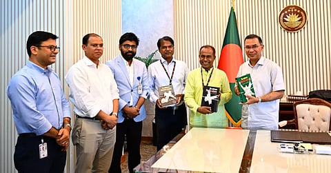 Tarique Rahman unveils the three-volume book Bir Rashtranayak Ziaur Rahman  at the PM Office in the Cabinet Division at the Bangladesh Secretariat on Thursday.