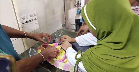 The surviving newborn at the Faridpur Medical College Hospital