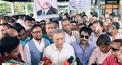 Finance Minister Amir Khosru Mahmud Chowdhury on Saturday spoke to journalists at Shah Amanat International Airport during his visit to Chattogram.