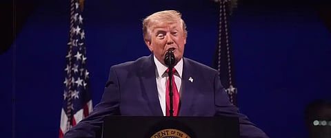 US President Donald Trump speaks at the 250th anniversary of American independence day event