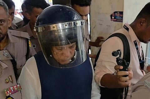 Former MP Md Afzal Hossain is taken to court in Dhaka on Monday after being shown arrested in a case linked to the 2023 Bangabazar Market fire.