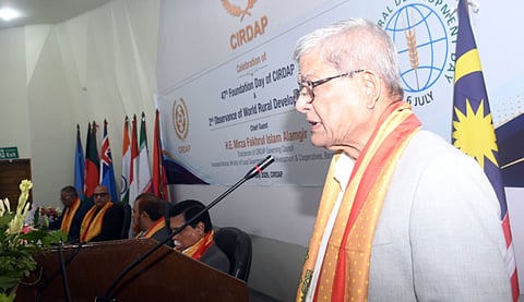 LGRD and Cooperatives Minister Mirza Fakhrul Islam Alamgir on Monday speaks at the CIRDAP auditorium. 