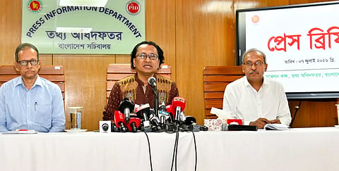 Prime Minister’s Adviser on Information and Broadcasting Zahed Ur Rahman on Tuesday speaks at the Press Information Department (PID) conference room at Secretariat.