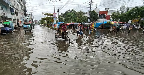 Large parts of Khulna city remained submerged after 184 millimetres of rainfall over the past 51 hours, causing severe waterlogging and widespread disruption to daily life
