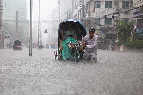 Dhaka received 76 mm of rain between midnight and 6:00am and 97 mm during the previous 24 hours