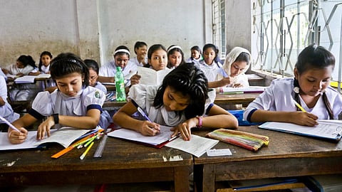 Primary school students in a classroom