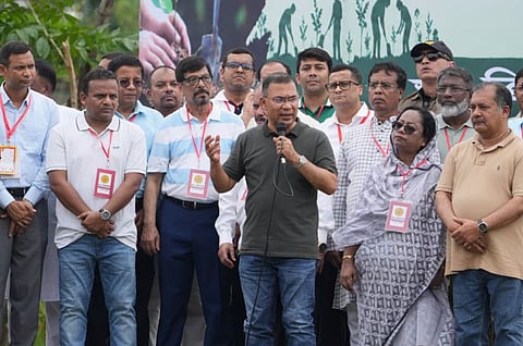 Prime Minister Tarique Rahman addresses an event in Barishal 