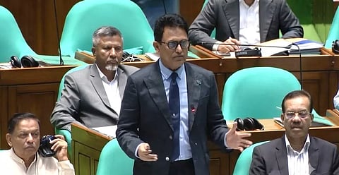 Education Minister Dr ANM Ehsanul Hoque Milon speaks in Parliament on Tuesday. 