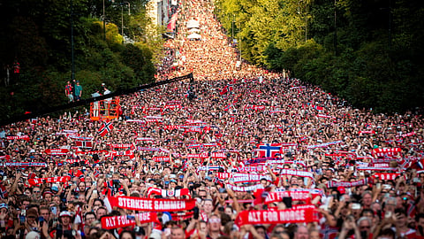 The Norway team is greeted by the Norwegians at Slottsplassen after returning to Norway from the USA, in Oslo, Norway, July 13, 2026