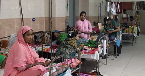 Children suffering from dengue receive treatment at Bangladesh Shishu Hospital and Institute in Dhaka.