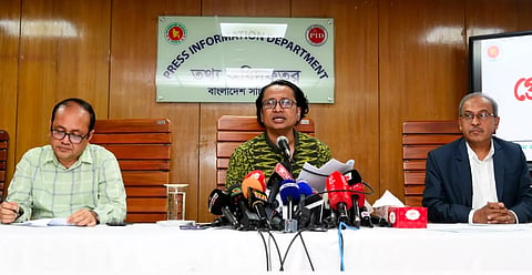 Prime Minister's Adviser on Information and Broadcasting Dr Zahed Ur Rahman speaks at the Secretariat on Tuesday
