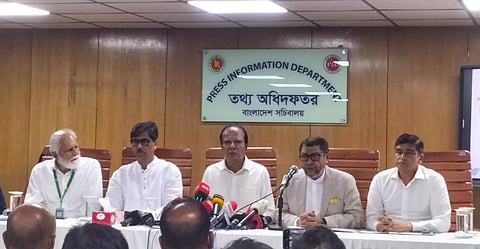 Disaster Management and Relief Minister Asadul Habib Dulu at a press briefing in the Press Information Department (PID)