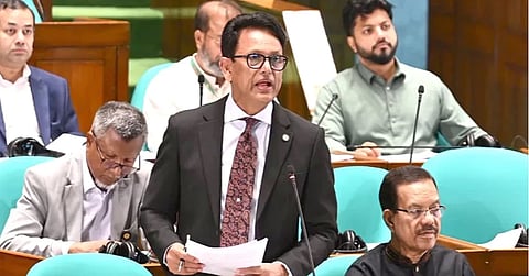 Education Minister Dr ANM Ehsanul Haque Milon speaking in Parliament.
