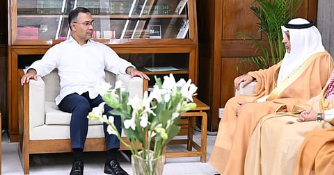 A high-level Saudi delegation, led by Saudi Arabia's Vice Minister for Transport and Logistic Services Dr Rumaih Mohammed Al-Rumaih, meets Prime Minister Tarique Rahman at the Prime Minister’s Office on July 15, 2026.
