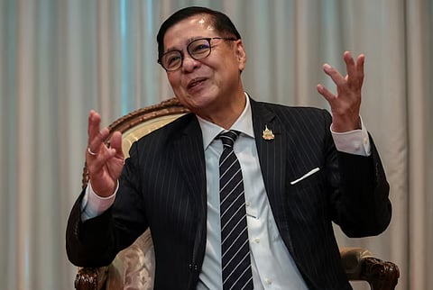 Thailand's Deputy Prime Minister and Foreign Minister Sihasak Phuangketkeow speaks during an exclusive interview with Reuters about Myanmar diplomacy and the upcoming ASEAN summit at the Ministry of Foreign Affairs, in Bangkok, Thailand, 5 May 2026.