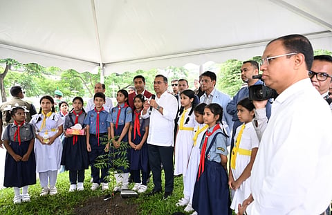 Prime Minister Tarique Rahman inaugurates a nationwide tree plantation programme at government primary schools at the BCFCC in the capital on Wednesday.