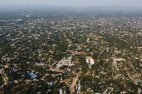 A drone view of Rohingya refugee camps in Cox's Bazar, Bangladesh on April 17, 2026.