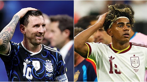 Lionel Messi (L), Lamine Yamal
