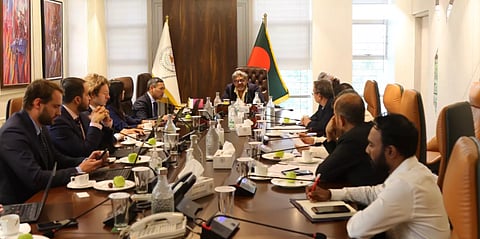 Officials of BSEC and an IMF technical assistance team hold talks on developing green and sustainability bonds and strengthening sustainable finance at the BSEC headquarters in Dhaka on Wednesday.