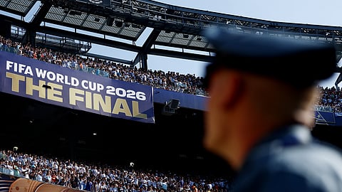 General view of Argentina fans in the stands during the final