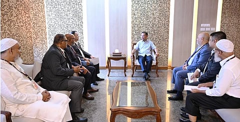 Prime Minister Tarique Rahman meets leaders of the Bangladesh Textile Mills Association (BTMA) at the Prime Minister's Office in the Bangladesh Secretariat on Wednesday. 