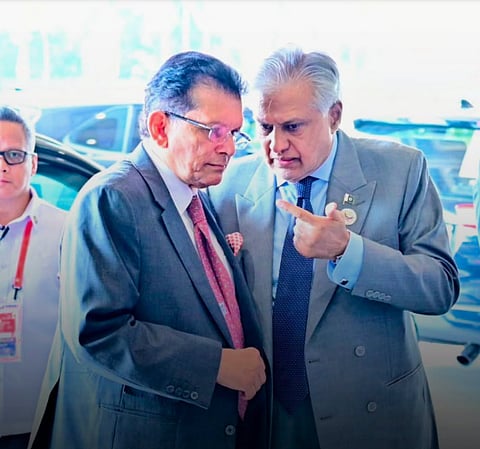 Foreign Minister Khalilur Rahman meets Pakistan's Deputy Prime Minister and Foreign Minister Mohammad Ishaq Dar on the sidelines of the 33rd ASEAN Regional Forum Ministerial Meeting in Manila, the Philippines, on Thursday.