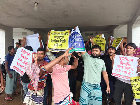 A group of protesters stormed the venue, vandalized the Union Parishad office and clashed with participants in Teknaf