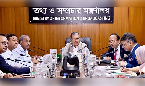 Information and Broadcasting Minister Jahir Uddin Swapon speaks at the 34th meeting of the Press Accreditation Committee. 