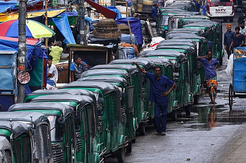 Long queues for CNG-run autorickshaws at a filling station in the capital on July 23, 2026. A prolonged CNG crisis has thrown commute in disarray across the country. 