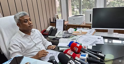 State Minister for Power, Energy and Mineral Resources Aninda Islam Amit speaks to reporters at the Secretariat on Monday.